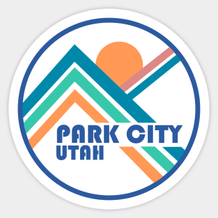 Park City Retro Circle Graphic Blue No Background Sticker